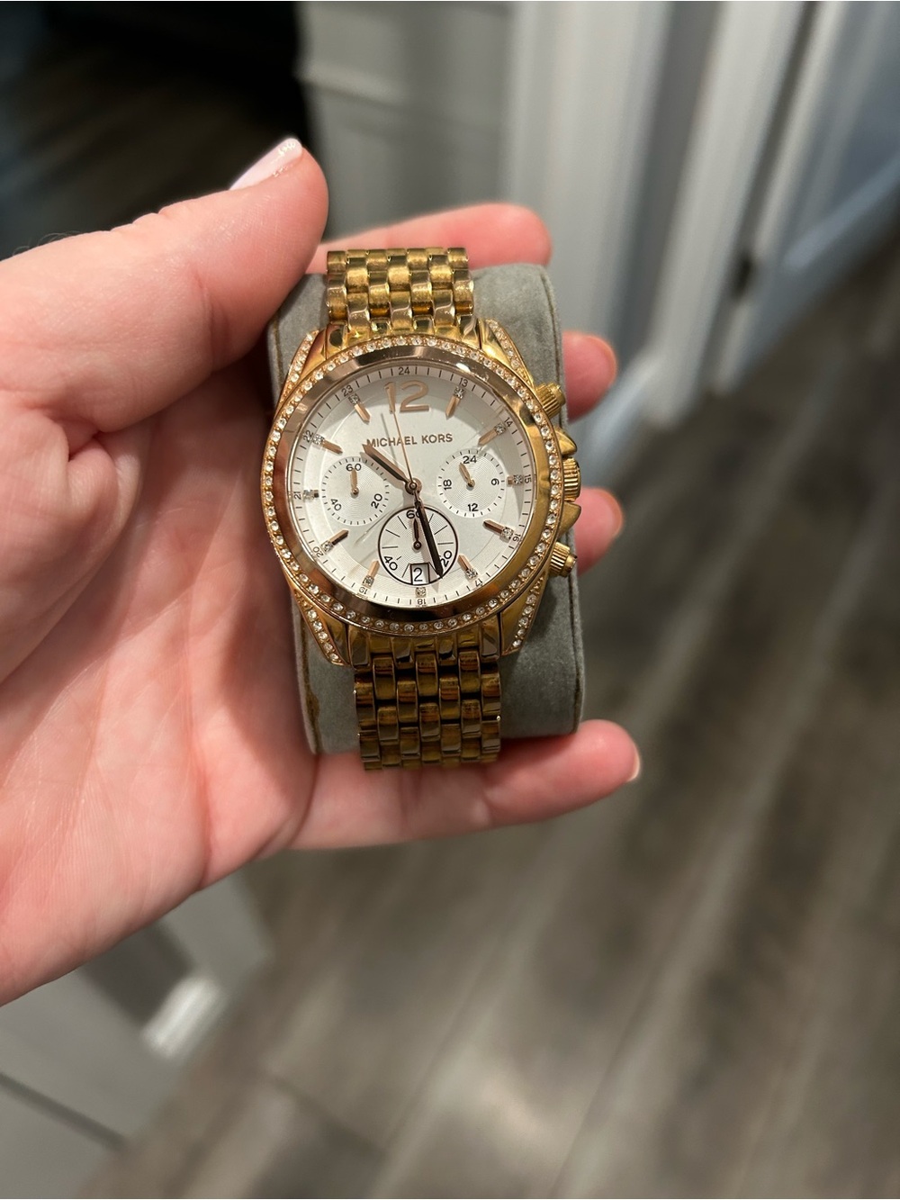 Michael Kors Gold and White Men's Chronograph Bracelet Watch